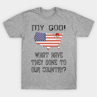 MY GOD! WHAT HAVE THEY DONE TO OUR COUNTRY? W/SOVIET NATIONAL FLAG OVER WASHINGTON DC (LGT) T-Shirt